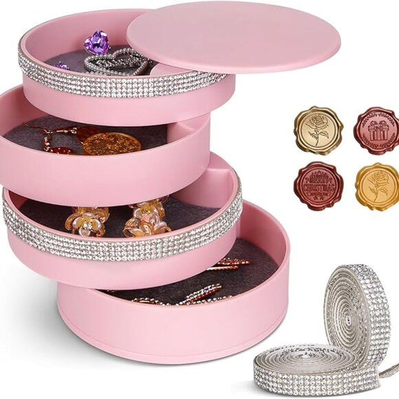 New Jewelry Organizer, Small Jewelry Storage Box Earring Holder for Wome… - Picture 4 of 8